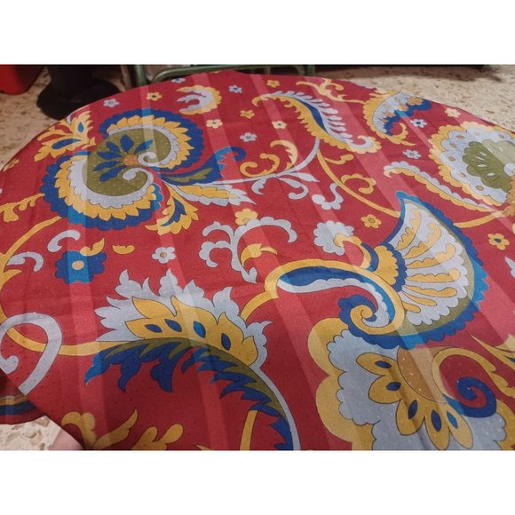 Women's Scarf Paisley Square About 30" x 30" Red Blue Gold Silver - Picture 1 of 2